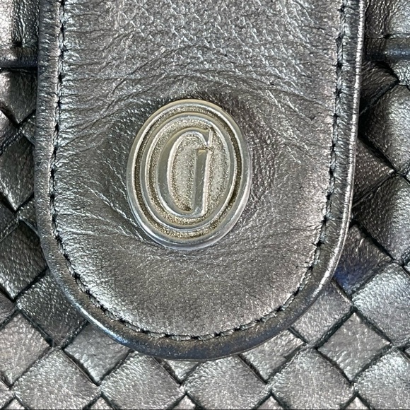 Vintage GANSON Small Grey Silver  Woven Leather Crossbody/shoulder  bag - Picture 7 of 12